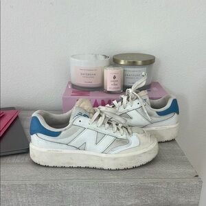New Balance White and Blue Sneakers